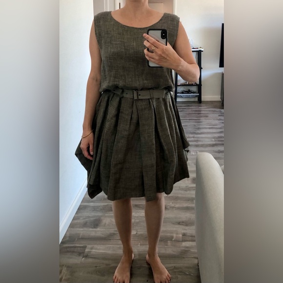 Vintage Issey Miyake Dress Pleated Avant Garde Backless Gray Cotton Hemp M - Picture 4 of 11